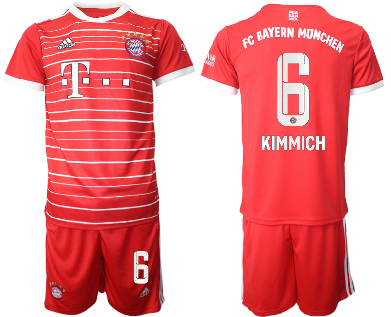 Men 2022-2023 Club Bayern Munich home Red #6 Adidas Soccer Jersey